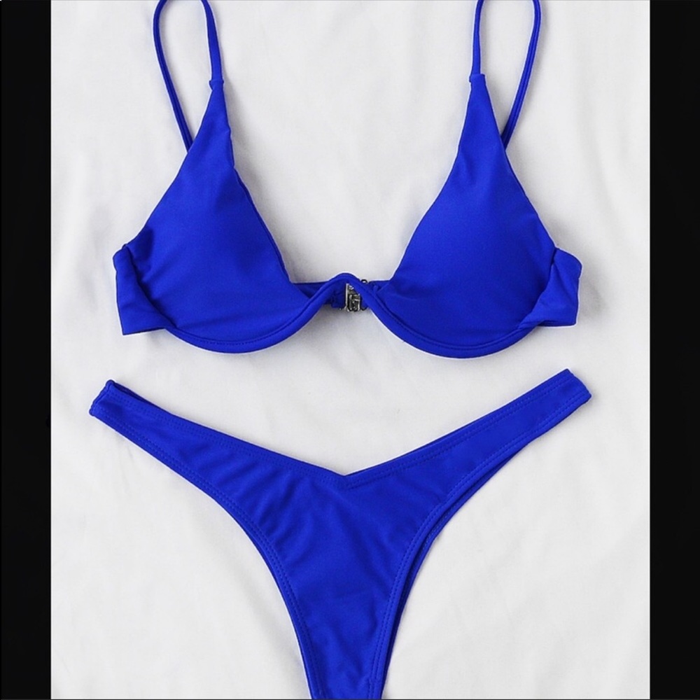 LAST ONE SALE Blue High Waist Under Wire Bikini - Picture 7 of 8